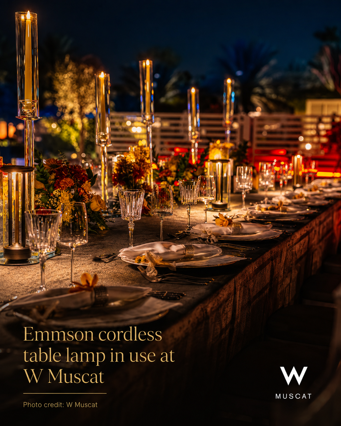 Cordless Table Lighting at W Muscat: Ambiance, Flexibility & Guest Experience