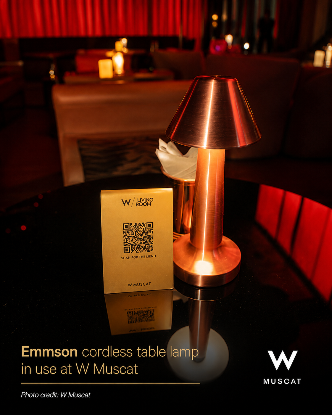 Cordless Table Lighting at W Muscat: Ambiance, Flexibility & Guest Experience Cordless Table Lighting at W Muscat: Ambiance, Flexibility & Guest Experience