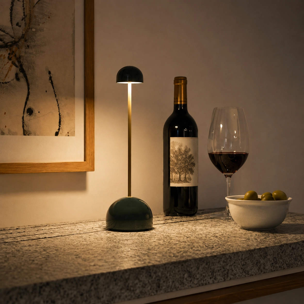 Emmson Celeste cordless table lamp for restaurant and hotel dining