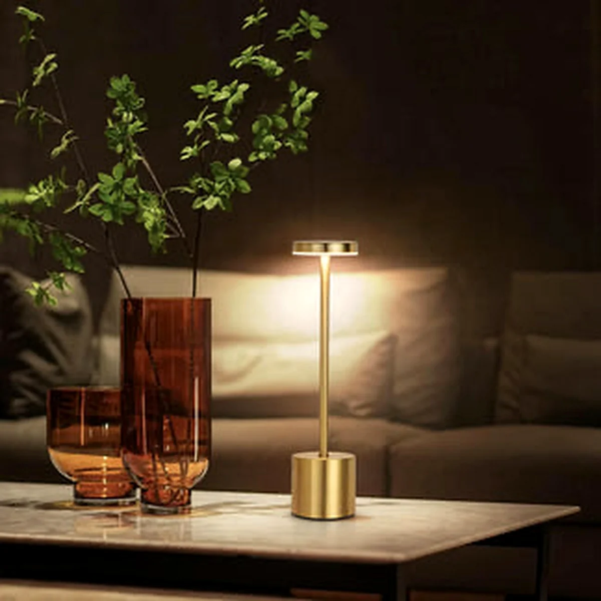 Emmson Cosmic cordless table lamp in brushed gold finish Emmson Cosmic cordless table lamp in brushed gold finish