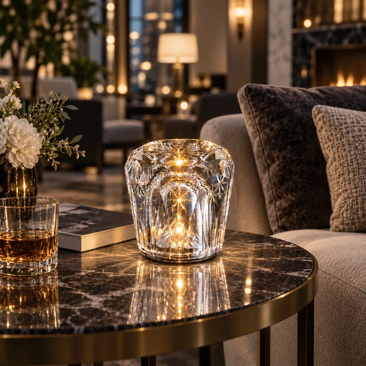 Emmson Rose crystal cordless table lamp with warm 1900K ambient light Emmson Rose crystal cordless table lamp with warm 1900K ambient light