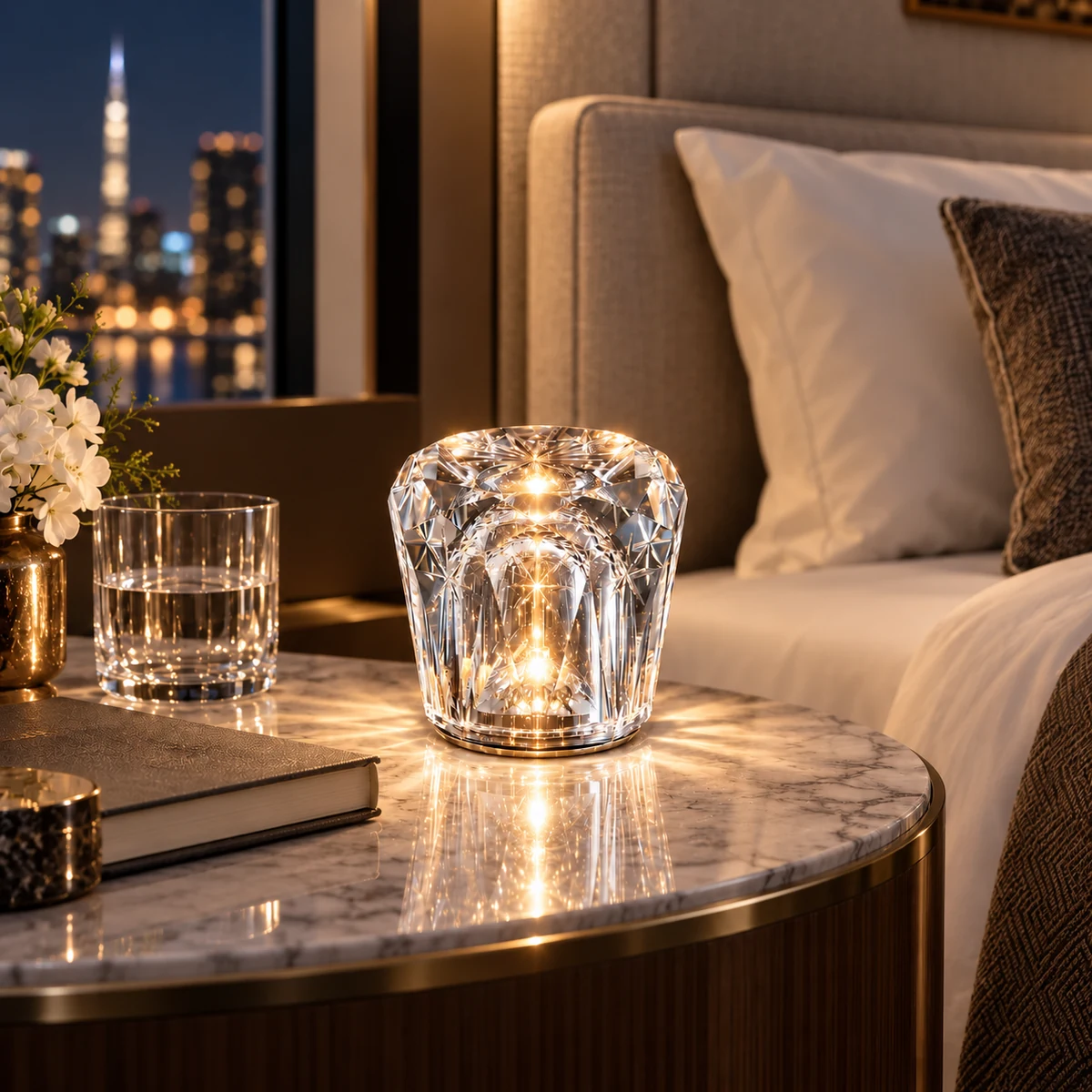 Emmson Rose crystal cordless table lamp with warm 1900K ambient light Emmson Rose crystal cordless table lamp with warm 1900K ambient light