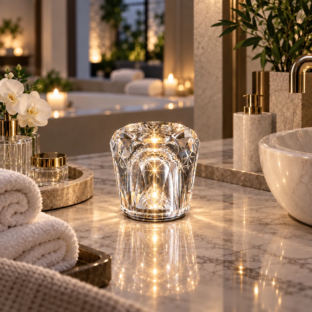 Emmson Rose crystal cordless table lamp with warm 1900K ambient light Emmson Rose crystal cordless table lamp with warm 1900K ambient light